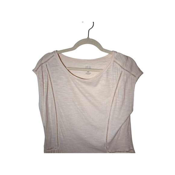 Banana Republic Size M Medium Malibu T-Shirt Tee Oatmeal Cap Sleeve Drop Waist - Picture 3 of 5